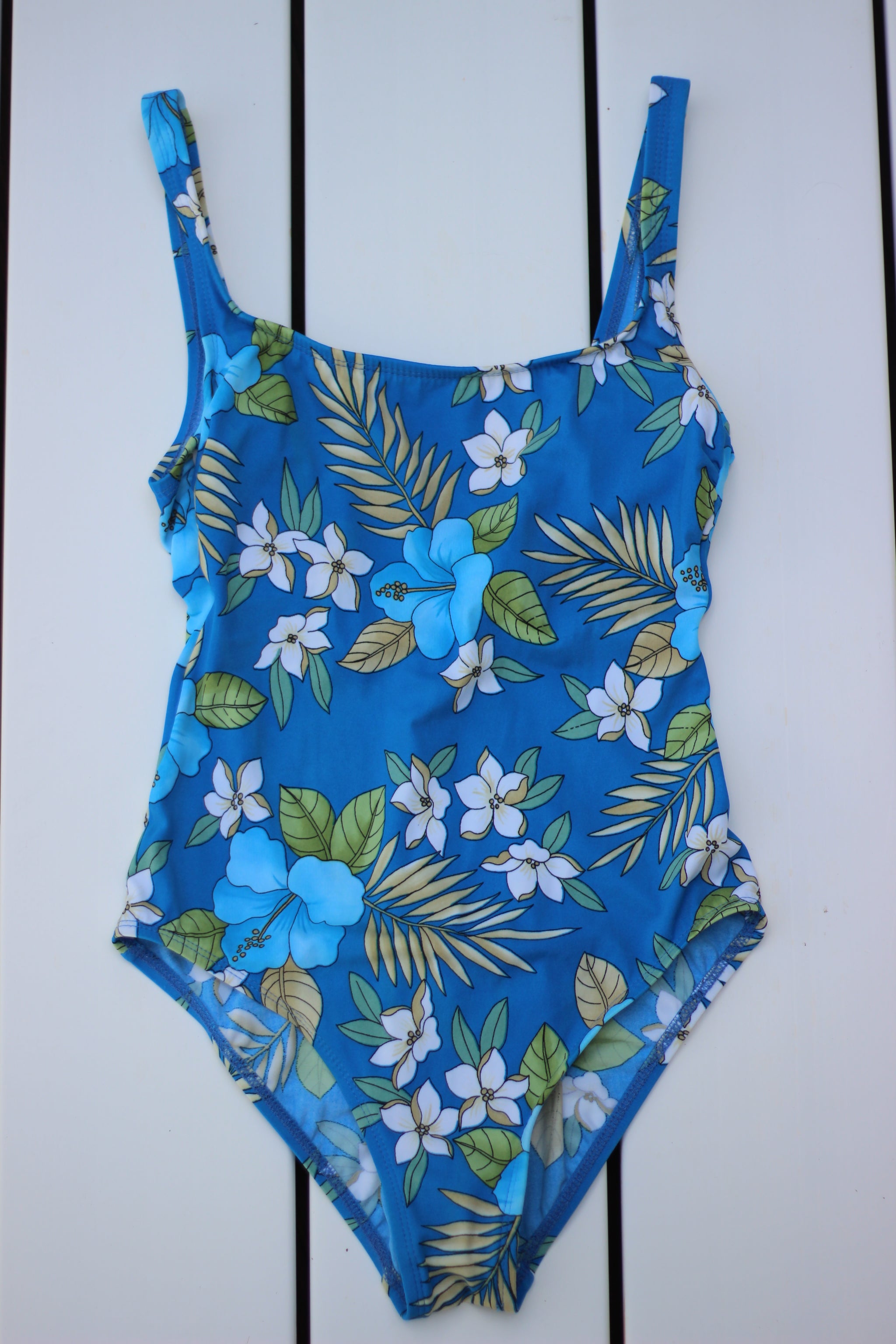 80's Floral Swim Suit/ Body Suit (S)